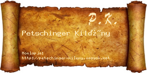 Petschinger Kilény névjegykártya
